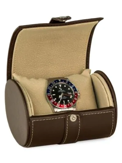 Shop Bey-berk Men's Leather Watch Case In Brown