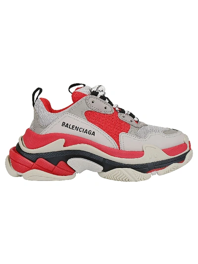 Shop Balenciaga Triple S Sneakers In Red/grey/white