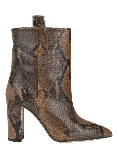 Shop Paris Texas Snake Ankle Boots In Camel