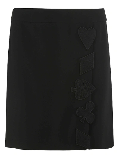 Shop Moschino Embroidered Skirt In Black