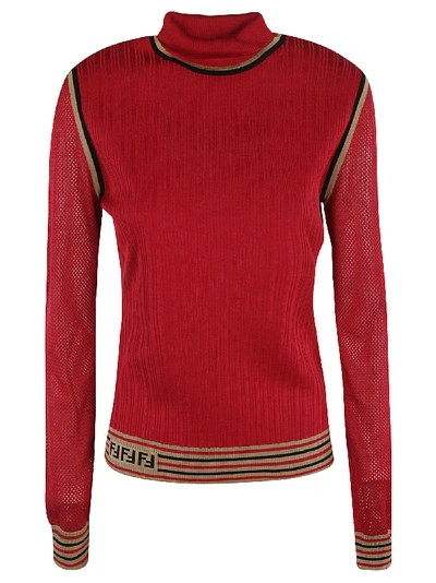 Shop Fendi Silk Ribs Sweater In Red