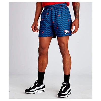Shop Nike Men's Sportswear Hybrid Allover Print Woven Shorts In Blue