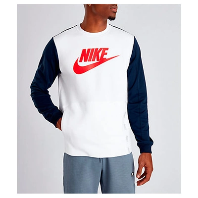 Shop Nike Men's Sportswear Hybrid Crewneck Sweatshirt In White