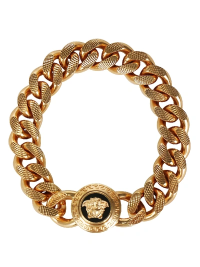 Shop Versace Bracelet In Nero/oro Tribute