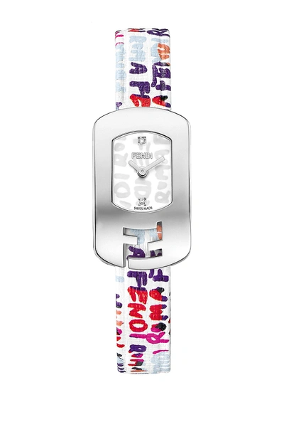 Shop Fendi Women's Chameleon Swiss Quartz Diamond Embossed Leather Strap Watch, 18mm X 31mm - 0.009 Ctw In White