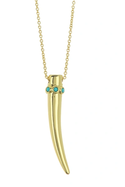 Shop Gorjana Catalina Adjustable Necklace In 18k Gold Plated Brass/ Green Turquoise