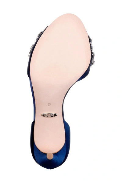 Shop Badgley Mischka Hansen Crystal Embellished Sandal In Navy Satin