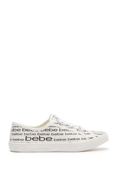 Shop Bebe Logo Sport Sneaker In Wht Canvas