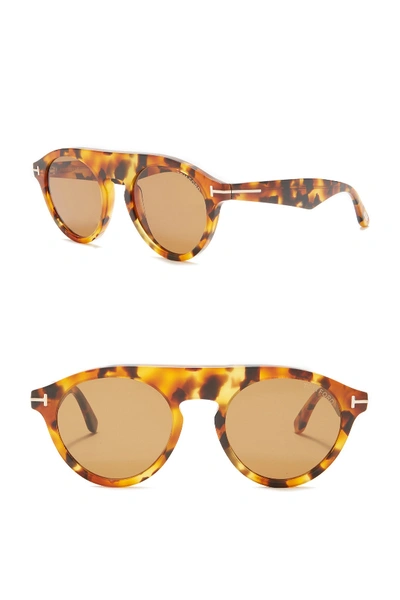 Shop Tom Ford Christopher 49mm Round Sunglasses In Colhav/brn