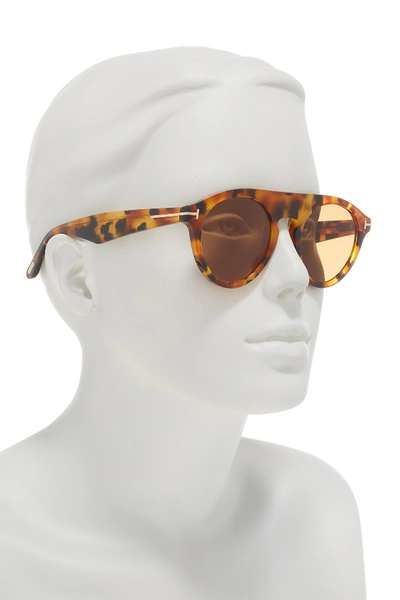 Shop Tom Ford Christopher 49mm Round Sunglasses In Colhav/brn