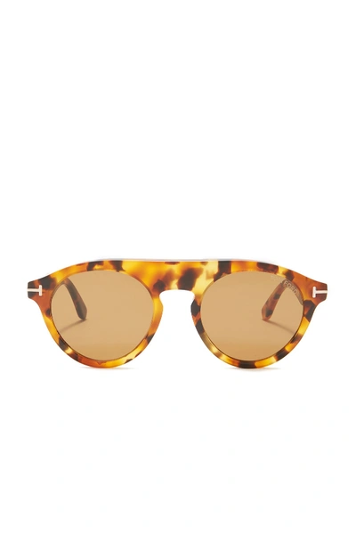 Shop Tom Ford Christopher 49mm Round Sunglasses In Colhav/brn