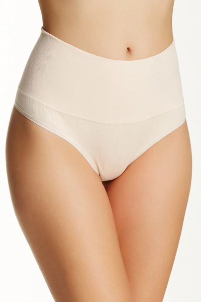 Shop Yummie By Heather Thomson Seamless Shaping High Waist Thong In Nude