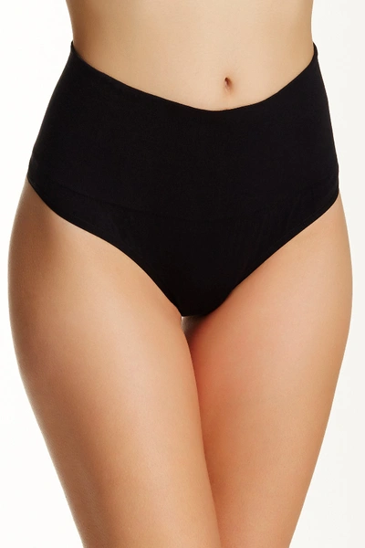 Shop Yummie By Heather Thomson Seamless Shaping High Waist Thong In Black