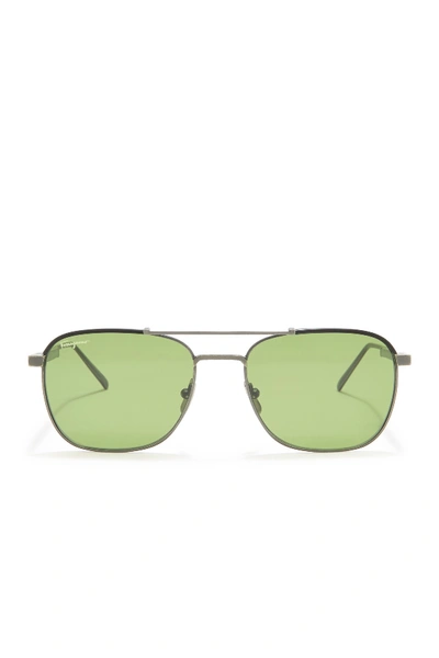 Shop Ferragamo 56mm Navigator Sunglasses In Antiqu Ruthenium/blk