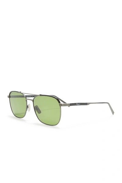 Shop Ferragamo 56mm Navigator Sunglasses In Antiqu Ruthenium/blk