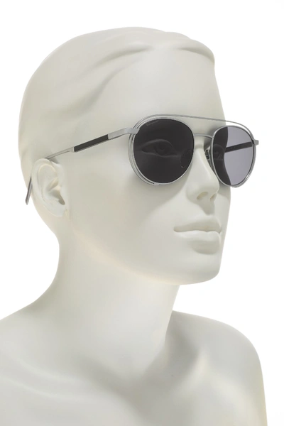 Shop Ferragamo 54mm Modified Aviator Sunglasses In Matte Silver