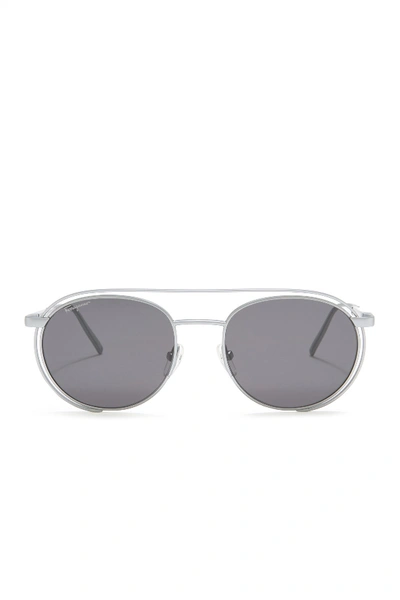 Shop Ferragamo 54mm Modified Aviator Sunglasses In Matte Silver