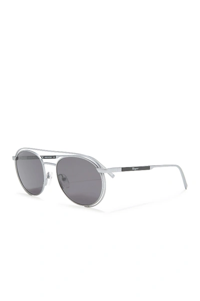 Shop Ferragamo 54mm Modified Aviator Sunglasses In Matte Silver