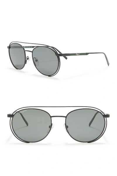 Shop Ferragamo 54mm Modified Aviator Sunglasses In Matte Black