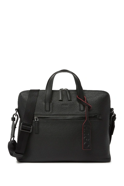 Shop Hugo Boss Victorian Leather Messenger Bag In Blk