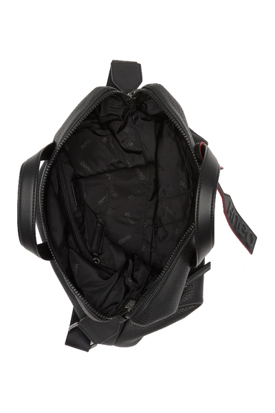 Shop Hugo Boss Victorian Leather Messenger Bag In Blk