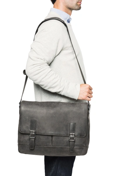 Shop Frye Oliver Leather Messenger Bag In Slate