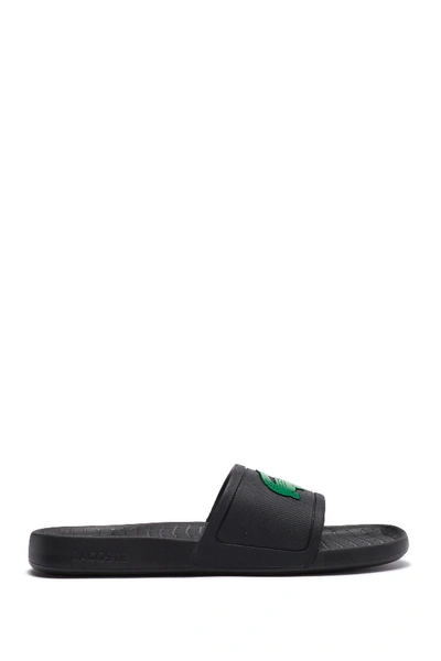 Shop Lacoste Fraiser 119 Slide Sandal In Black/green