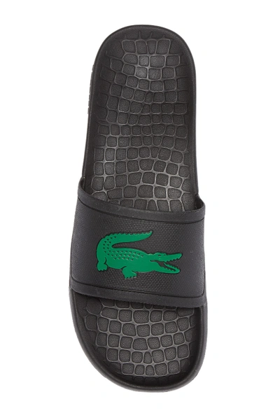 Shop Lacoste Fraiser 119 Slide Sandal In Black/green