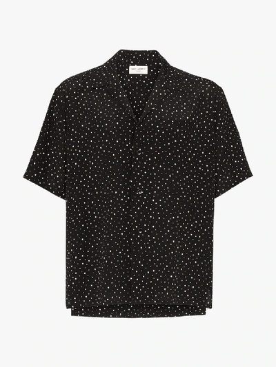 Shop Saint Laurent Sequin Embellished Silk Shirt In Black