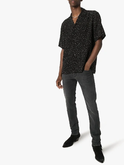 Shop Saint Laurent Sequin Embellished Silk Shirt In Black