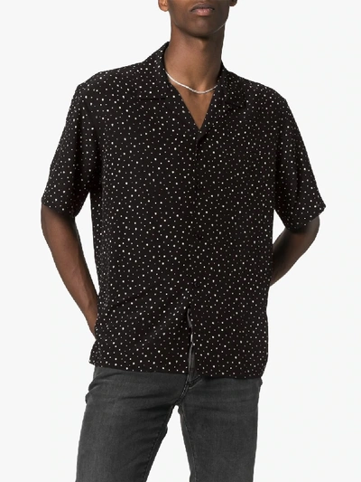 Shop Saint Laurent Sequin Embellished Silk Shirt In Black