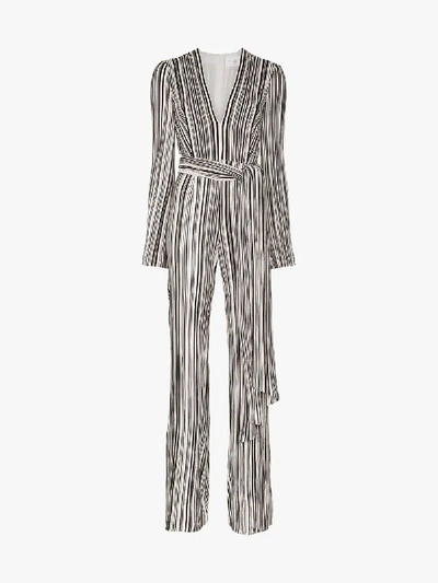 Shop Galvan Taja Striped Jumpsuit In Black/white