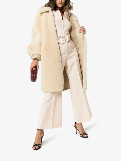 Shop Gucci Alione Belted Jumpsuit In Neutrals