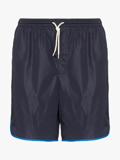 Shop Gucci Gg Logo Swim Shorts In Blue