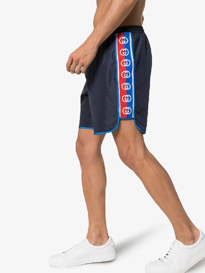 Shop Gucci Gg Logo Swim Shorts In Blue