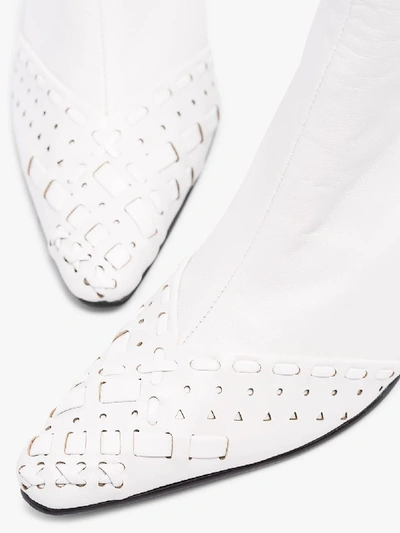 Shop Reike Nen White 80 Woven Leather Ankle Boots