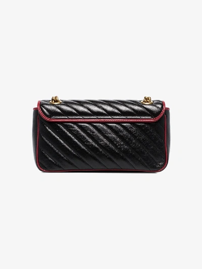 Shop Gucci Black Marmont Gg Quilted Shoulder Bag