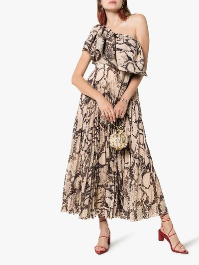 Shop Solace London Rosa Snake Print Maxi Dress In Brown