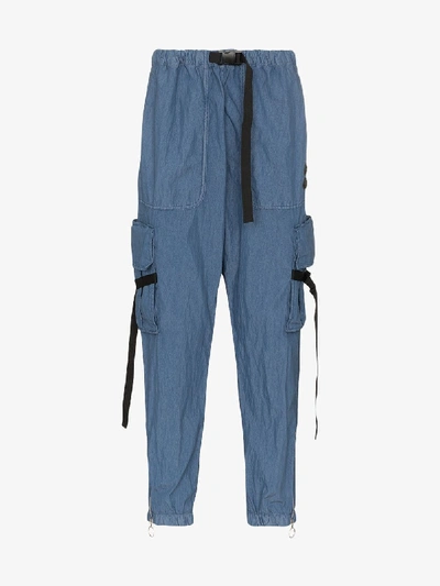 Shop Off-white Denim Cargo Trousers In Blue