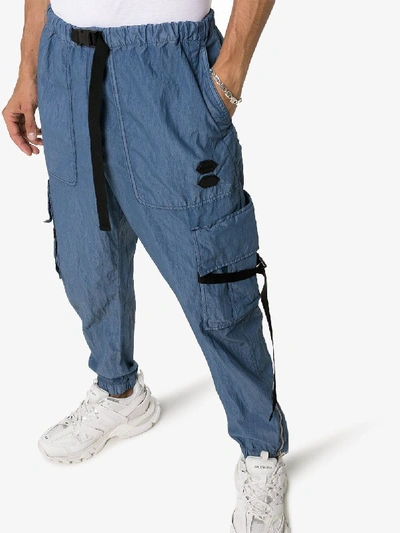 Shop Off-white Denim Cargo Trousers In Blue