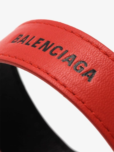 Shop Balenciaga Red Party Logo Leather Bracelet