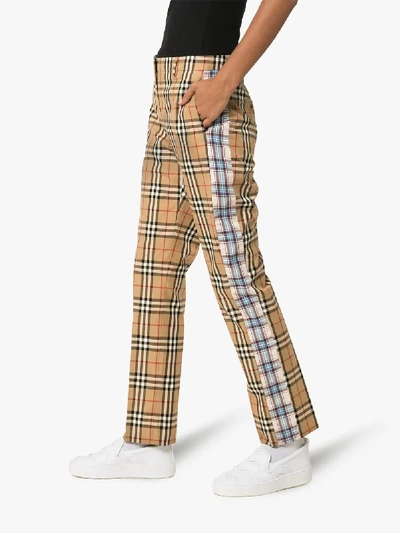 Shop Burberry Dana Vintage Check Straight-leg Trousers In Neutrals