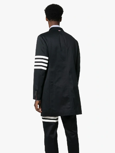 Shop Thom Browne Unconstructed Classic Chesterfield Cotton Overcoat In Blue