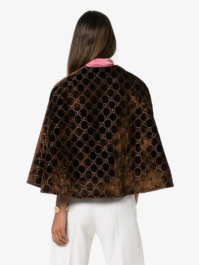 Shop Gucci Gg Velvet Cape In Brown