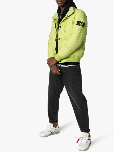 Shop Stone Island Crinkle Reps Padded Jacket In Green