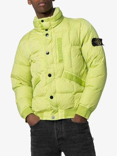 Shop Stone Island Crinkle Reps Padded Jacket In Green