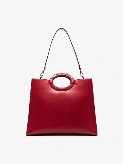 Shop Fendi Red Runaway Perforated Logo Tote Bag