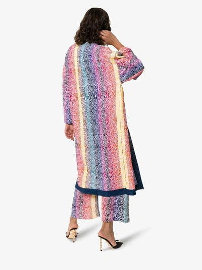 Shop Mary Katrantzou Sola Rainbow Stripe Knit Cardigan In Blue