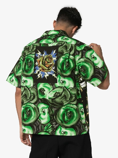 Shop Prada Mens Green Frankenstein Print Cotton Shirt