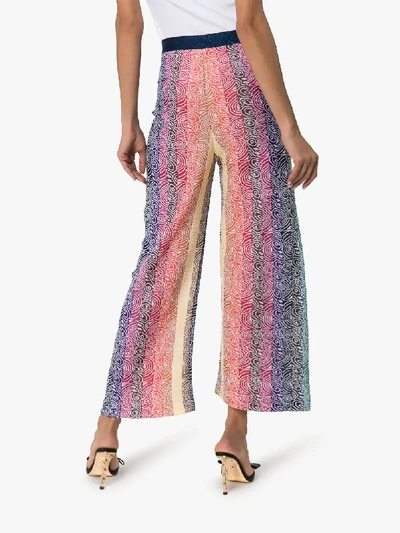 Shop Mary Katrantzou Rego Striped Knit Wide Leg Trousers In Blue